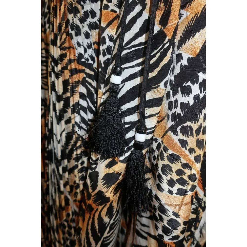 VTG Diane Freis Animal Print Cheetah Dress 3 Pc Set Blouse Skirt Georgette L/XL - Picture 6 of 16